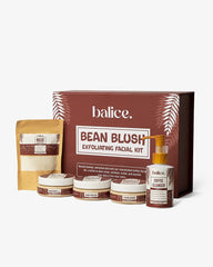 Balice Bean Blush Exfoliating Coffee Facial Kit - 5 in 1 Natural Blush Glow Skincare Set with Coffee Cleanser, Mask, Scrub, Polish & Massage Cream